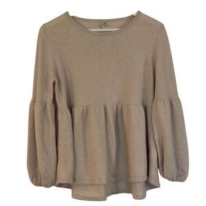 Cortland Park 100% cashmere taupe bell sleeve sweater large